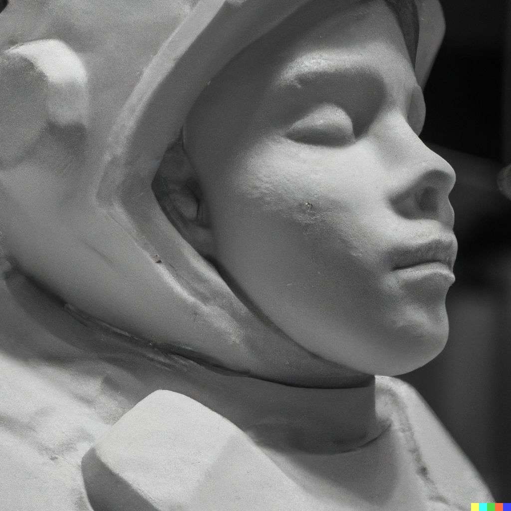 an astronaut, marble sculpture